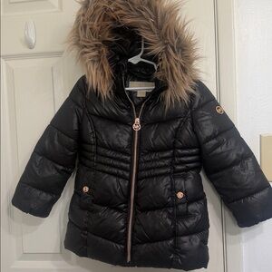 Michael Kors Kids Black Puffer Coat with removable hood